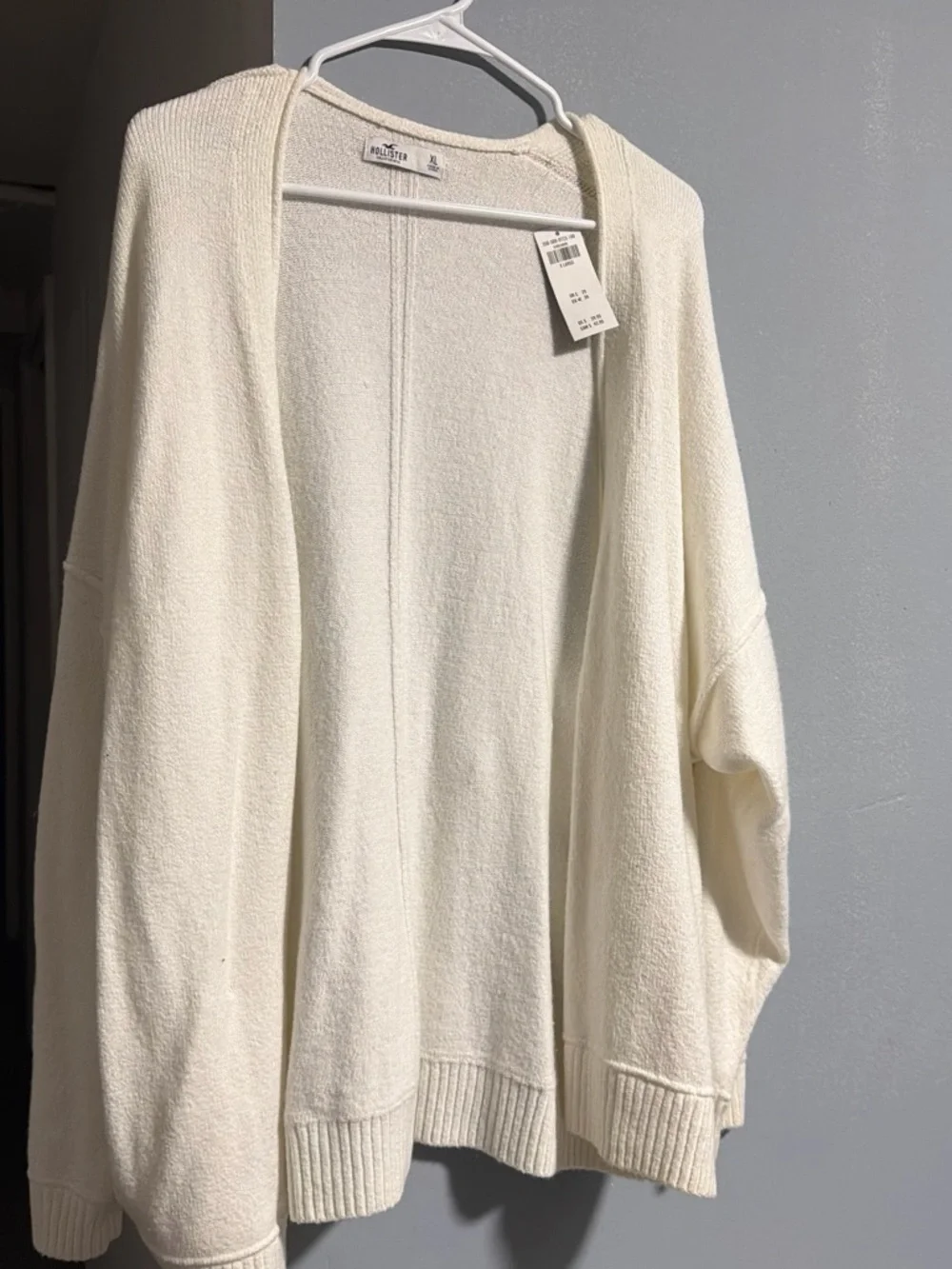 Hollister Cream Open-Front Knit Cardigan